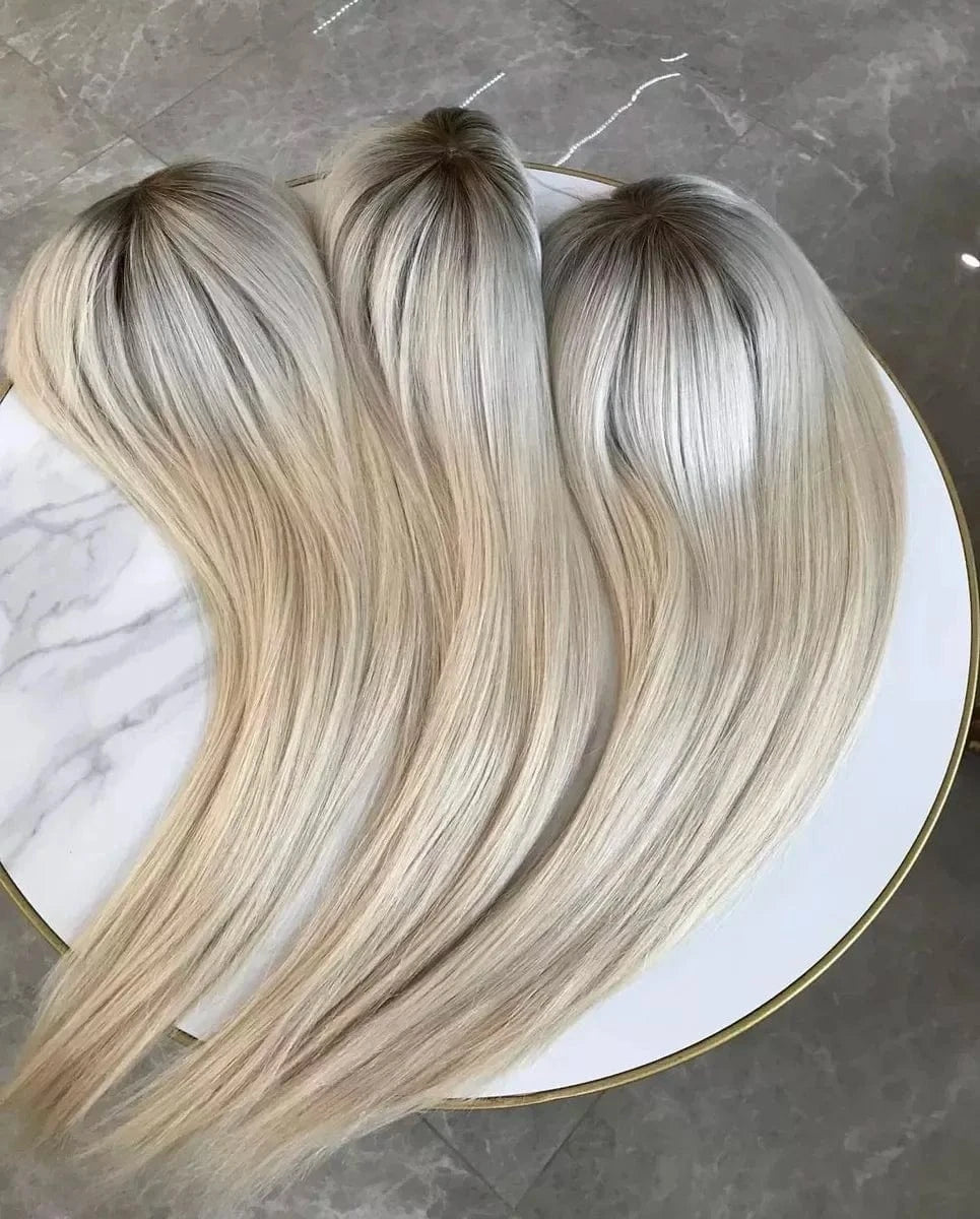 1.5x16cm / #1B 613 / 8inches Wholesale price virgin european indian jewish real women's human hair npu pu lace base 1b 613 topper clip on for black women