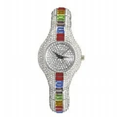 1 MissFox V196 Woman Watches Luxury Popular rhinestone Sphere Silver Jewelry Ladies Watch Color Diamond Bracelet Wristwatch