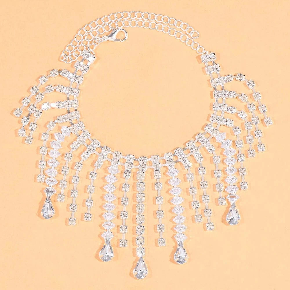 1 Pieces New Tassel Anklet Rhinestone Foot Ornament Fashion Tassel Anklets Girl Gift Foot Jewelry