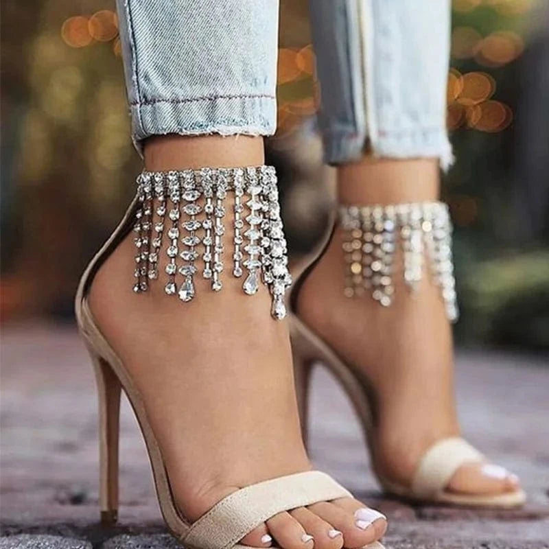 1 Pieces New Tassel Anklet Rhinestone Foot Ornament Fashion Tassel Anklets Girl Gift Foot Jewelry