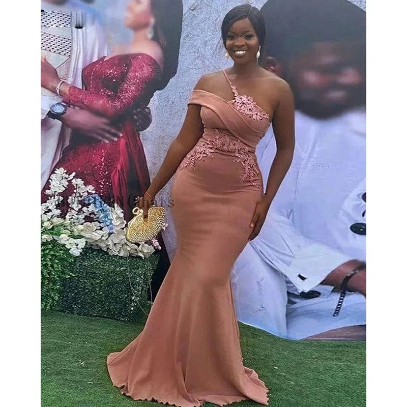 10 / as picture / Floor Length S0579R High quality new sexy one shoulder fishtail long high waist hip wrap temperament evening dress