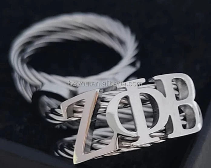10 / classic / ZPB New Greek Sorority Alphabet Ring Stainless Steel Fashion Glossy Fade Resistant Personalized Party Organization Symbol Jewelry