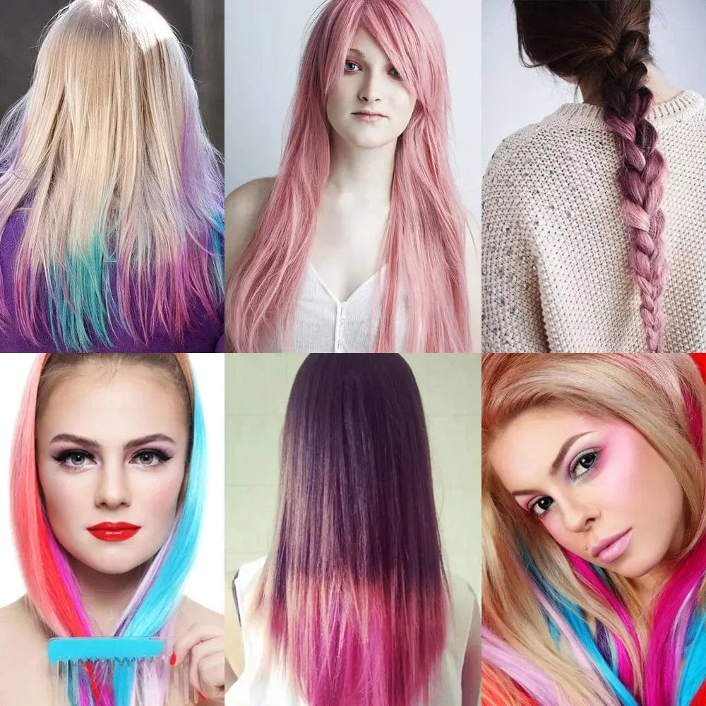 10 colours mix 10 Color Temporary Bright Hair Chalk Salon Party DIY Candle No Mess Round Hair Dye Hair Chalk Comb