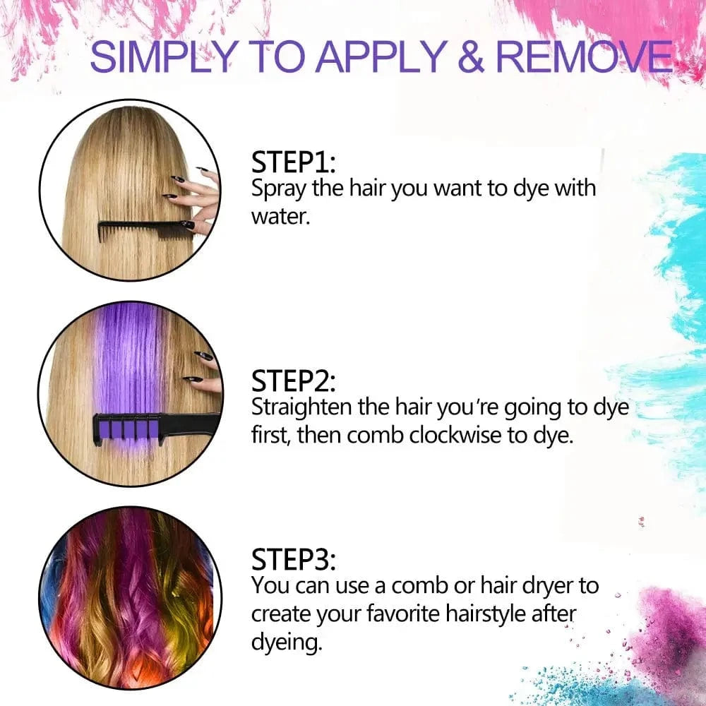 10 colours mix 10 Color Temporary Bright Hair Chalk Salon Party DIY Candle No Mess Round Hair Dye Hair Chalk Comb