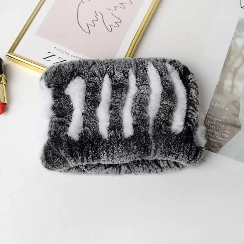 10 Winter Knit Rex Rabbit Fur Headbands High Elastic Knitted Neck Warmer Scarves for Women