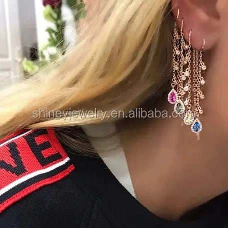 100% 925 sterling silver or brass jewelry wholesale drop shipping french romantic tassel cz drop charm earring