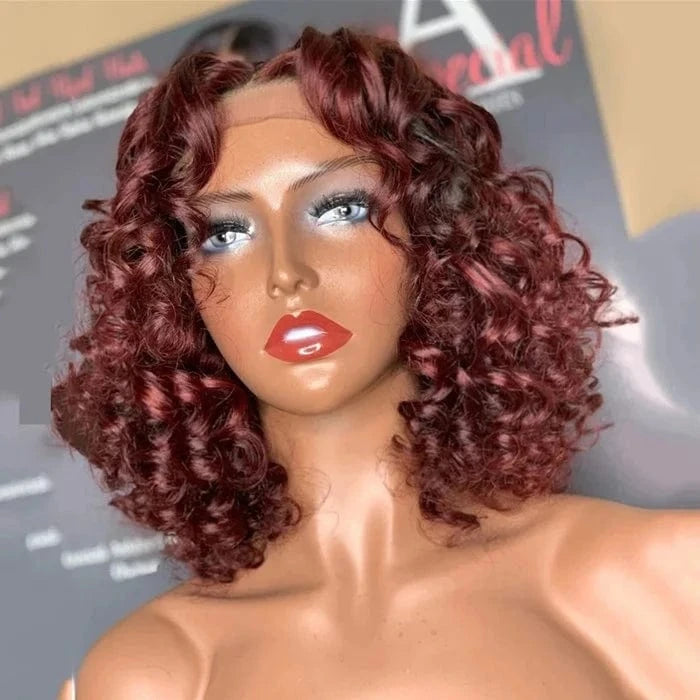 100% Cuticle Aligned Wig Red Brown Color Customized Loose Wave Virgin Brazilian Human Hair Lace Front Wigs