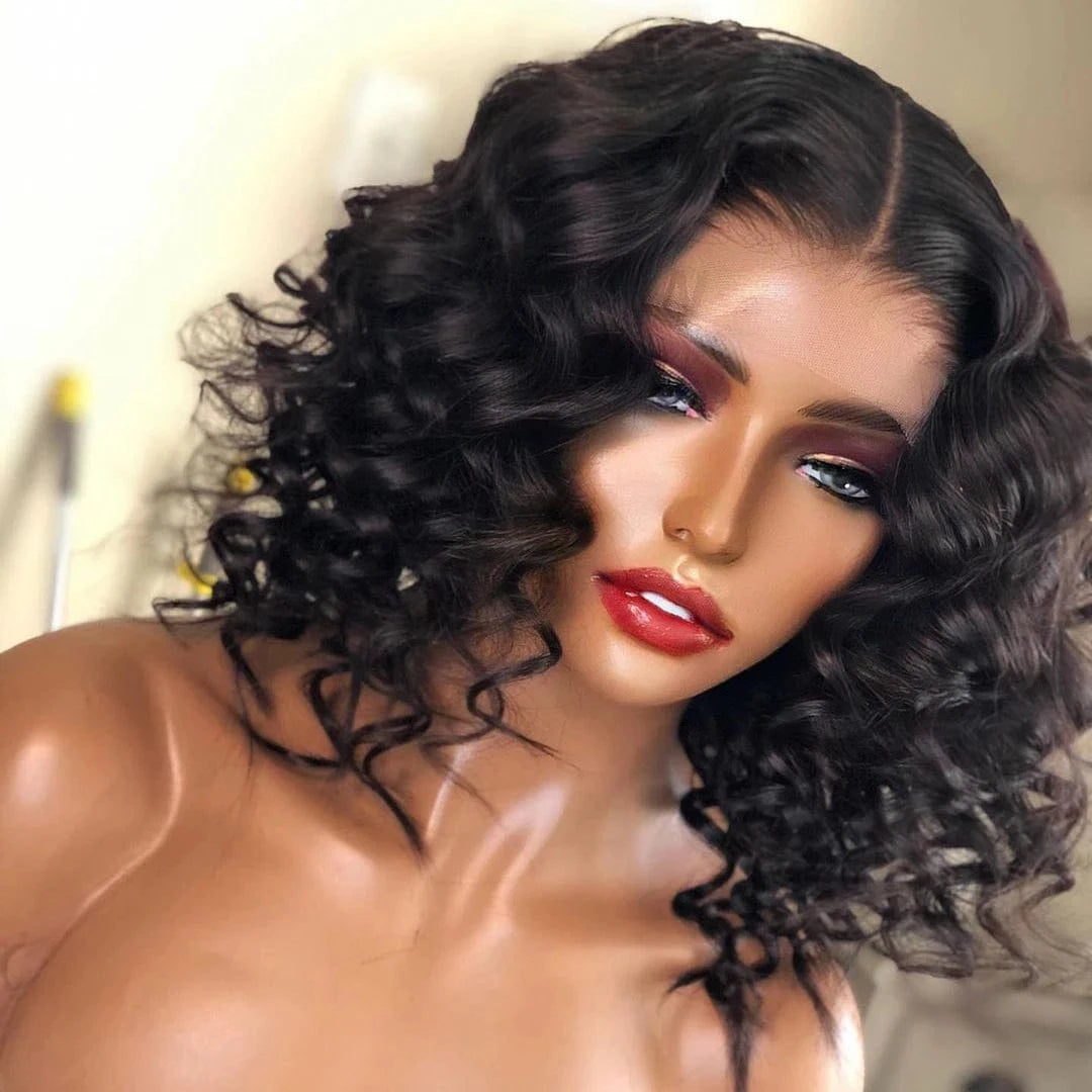 100% Cuticle Aligned Wig Red Brown Color Customized Loose Wave Virgin Brazilian Human Hair Lace Front Wigs