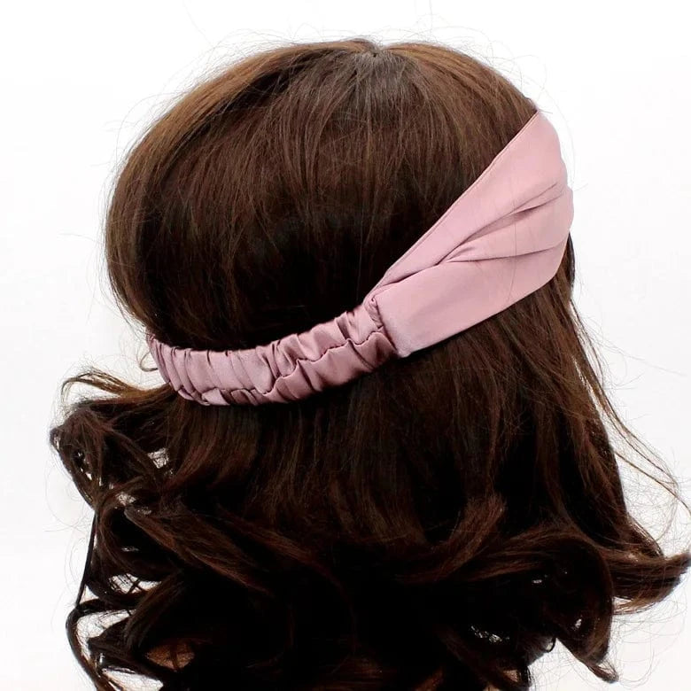 100% Real Silk Headband Elastic Twisted Head Hair Wrap Accessory Turban For Women 19 momme