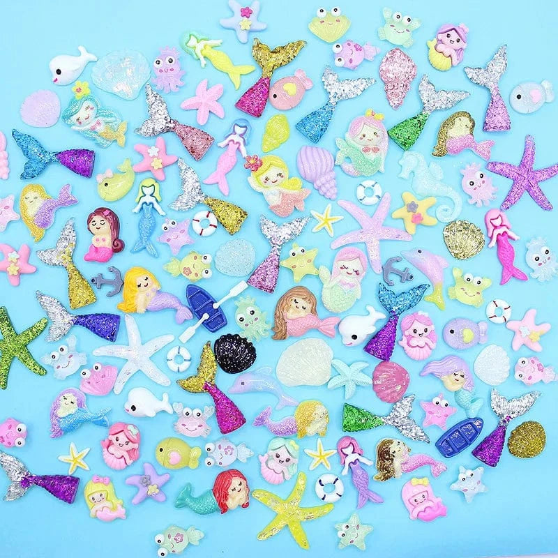 100pcs/Bag Kawaii Accessories Resin Charms Christmas Candy Flower Fruit Nail Art DIY Accessories 3D Nail Charms