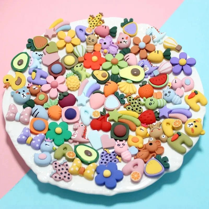 100pcs/Bag Kawaii Accessories Resin Charms Christmas Candy Flower Fruit Nail Art DIY Accessories 3D Nail Charms