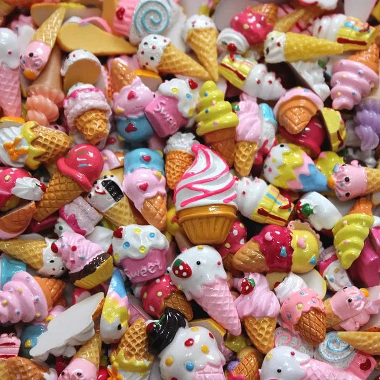 100pcs/Bag Kawaii Accessories Resin Charms Christmas Candy Flower Fruit Nail Art DIY Accessories 3D Nail Charms
