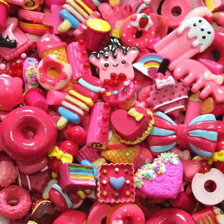 100pcs/Bag Kawaii Accessories Resin Charms Christmas Candy Flower Fruit Nail Art DIY Accessories 3D Nail Charms