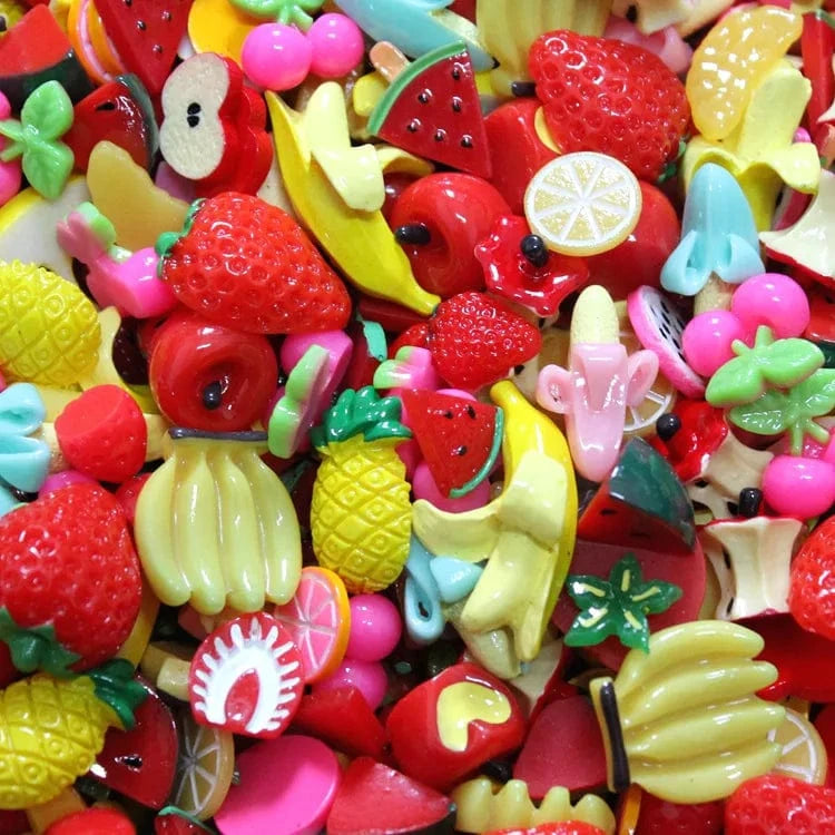 100pcs/Bag Kawaii Accessories Resin Charms Christmas Candy Flower Fruit Nail Art DIY Accessories 3D Nail Charms