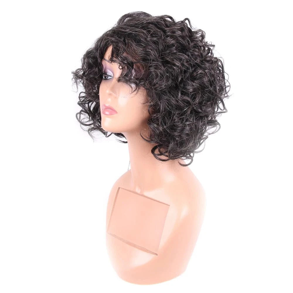 10709 #4 Hair Straight Wig Peruvian Remy Hair Mid-Length Human Hair Wigs For Women Natural Color Full Machine Made Wigs With Bang