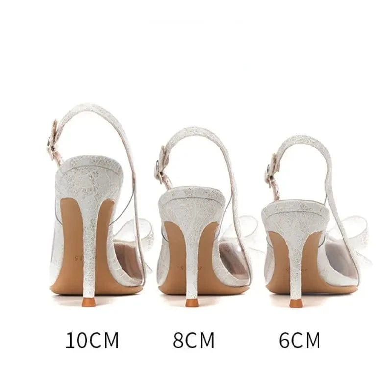 10CM/8CM/6CM Sandalias Para Mulher Talon Femme Rhinestone Decoration Slingback Sandal High Heel Mules for Women