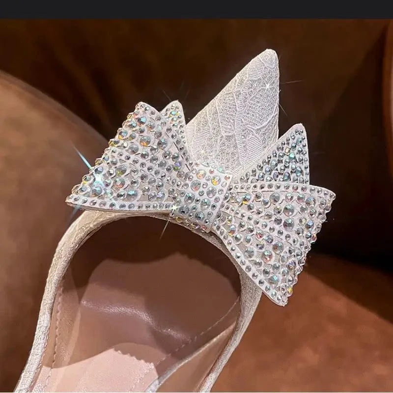 10CM/8CM/6CM Sandalias Para Mulher Talon Femme Rhinestone Decoration Slingback Sandal High Heel Mules for Women