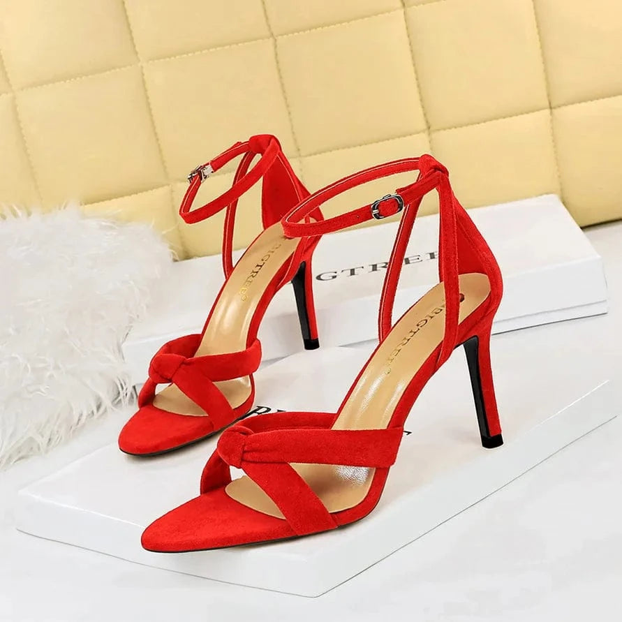 11CM/8.5CM New Sandal Talon Pour Femm Fashion Stiletto Lace up Strap Heels for Women