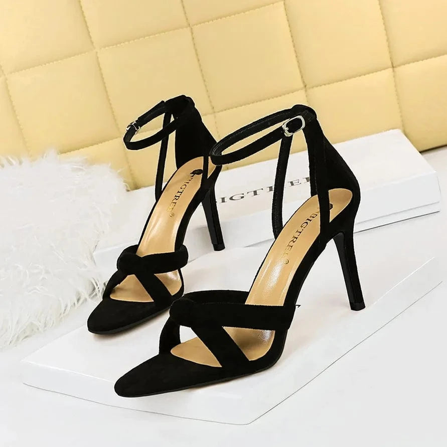 11CM/8.5CM New Sandal Talon Pour Femm Fashion Stiletto Lace up Strap Heels for Women