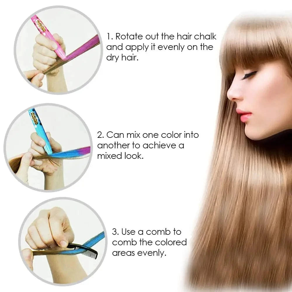 12 colours mix 12pcs Hair Chalk Pens Gift for Kids Temporary Top Quality Color Hair Dye for Adults Hair Chalk