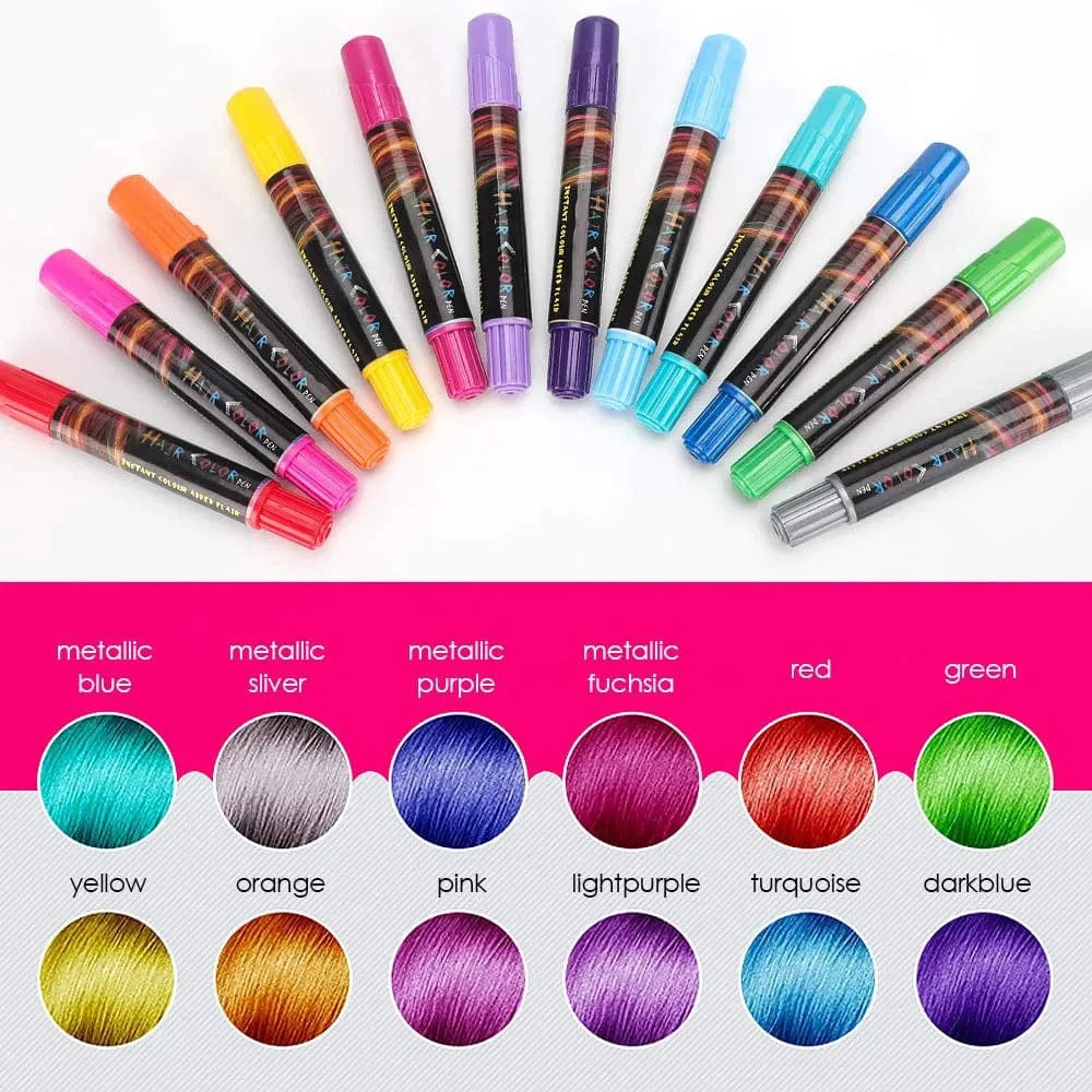 12 colours mix 12pcs Hair Chalk Pens Gift for Kids Temporary Top Quality Color Hair Dye for Adults Hair Chalk