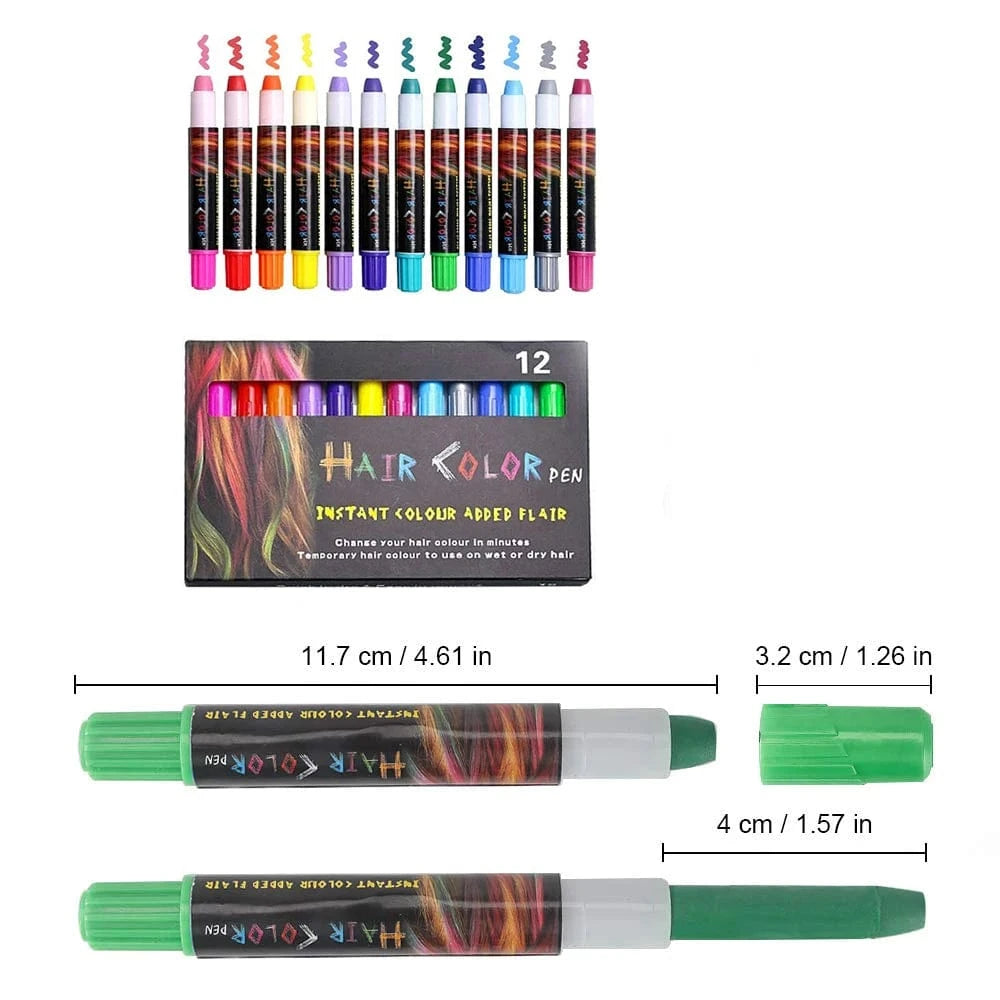 12 colours mix 12pcs Hair Chalk Pens Gift for Kids Temporary Top Quality Color Hair Dye for Adults Hair Chalk