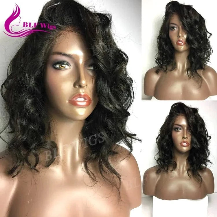 12 inch short afro curly human hair full lace wig for black women