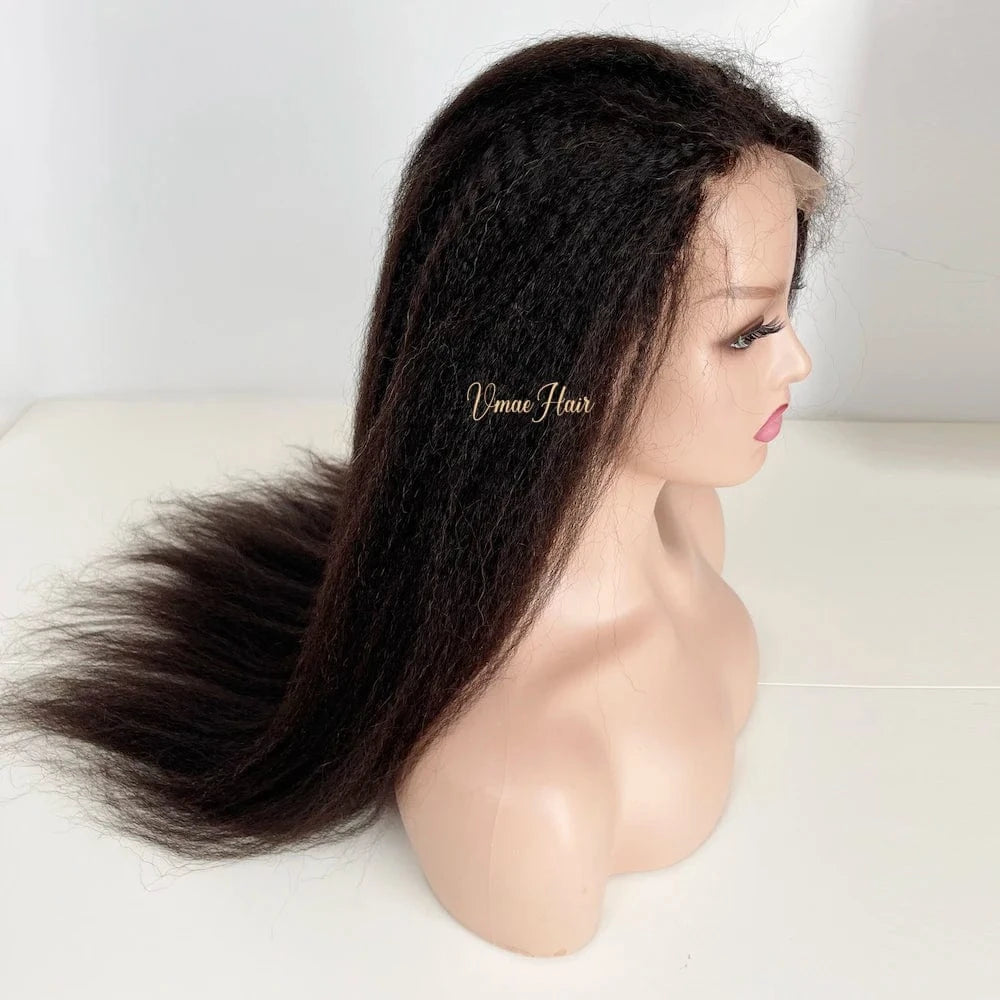 12 Inches / Coarse 5*5 lace wig VMAE INDIAN Unprocessed Virgin Raw Coarse Kinky Straight Curly 5*5 HD Lace Frontal Human Hair Wig Lace Front Wigs for Black Wome