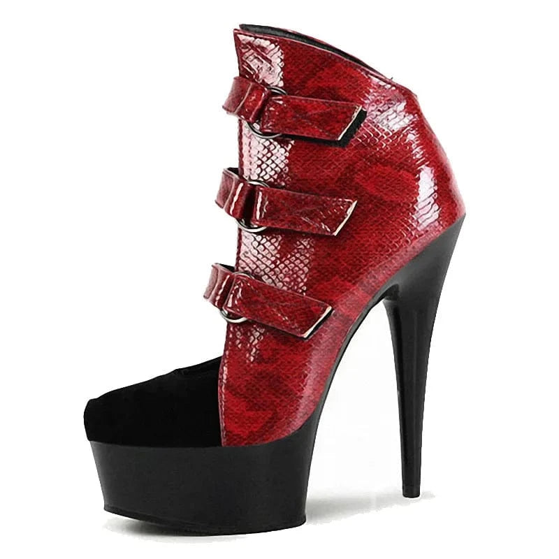 12 / Red-Black background 15 cm thin heel thick bottom black and red stitching new sexy nightclub banquet high-heeled single shoes