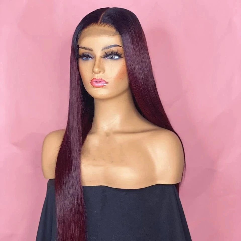 12A Grade Ombre Dark 99J wine red Color Deep Loose Wave Virgin Human Hair straight 100% human hair lace front wigs