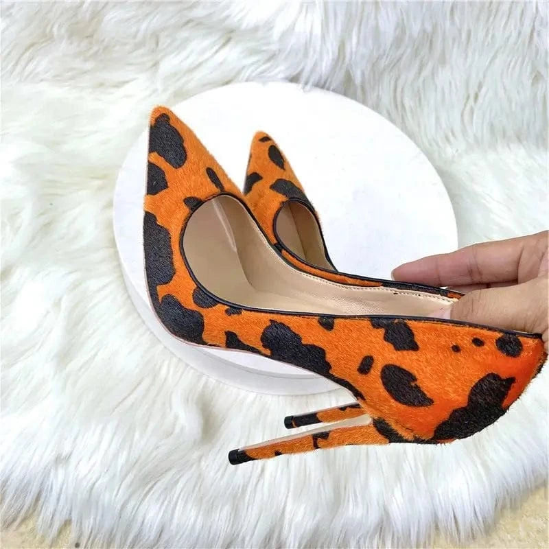 12CM/10CM/8CM Cow Skin Kadin Sandalet Anti-slip Outsole Plus Size 2024 Stilettos Job Shoe Women's High Heels