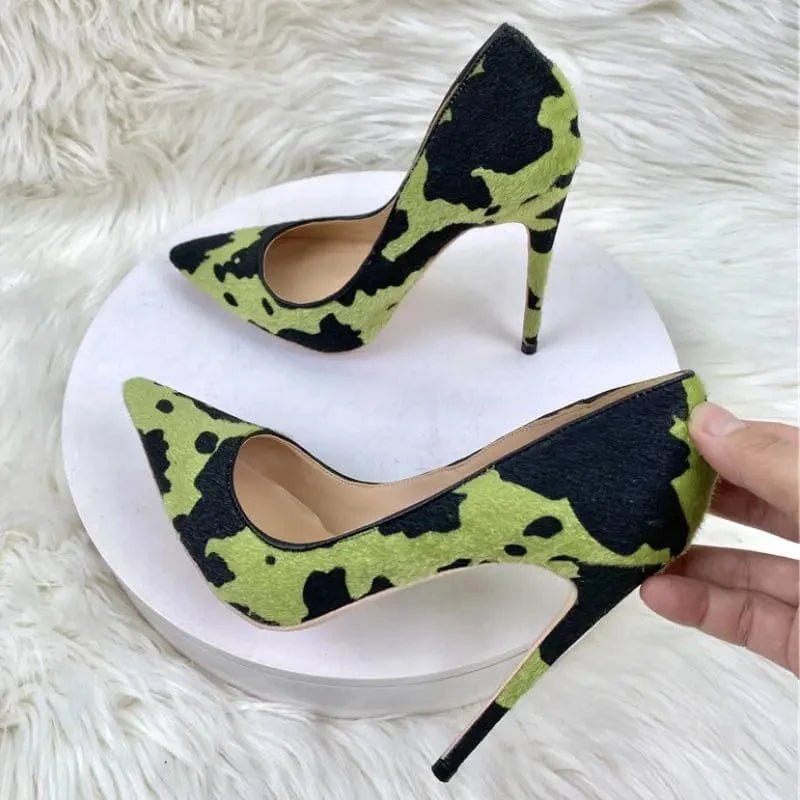 12CM/10CM/8CM Cow Skin Kadin Sandalet Anti-slip Outsole Plus Size 2024 Stilettos Job Shoe Women's High Heels