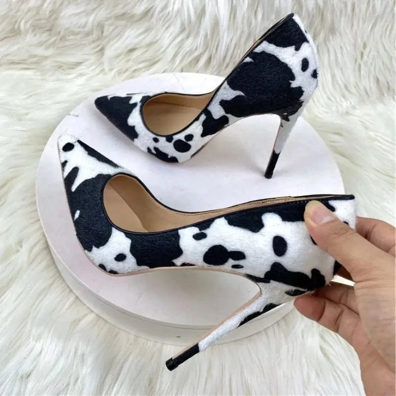 12CM/10CM/8CM Cow Skin Kadin Sandalet Anti-slip Outsole Plus Size 2024 Stilettos Job Shoe Women's High Heels