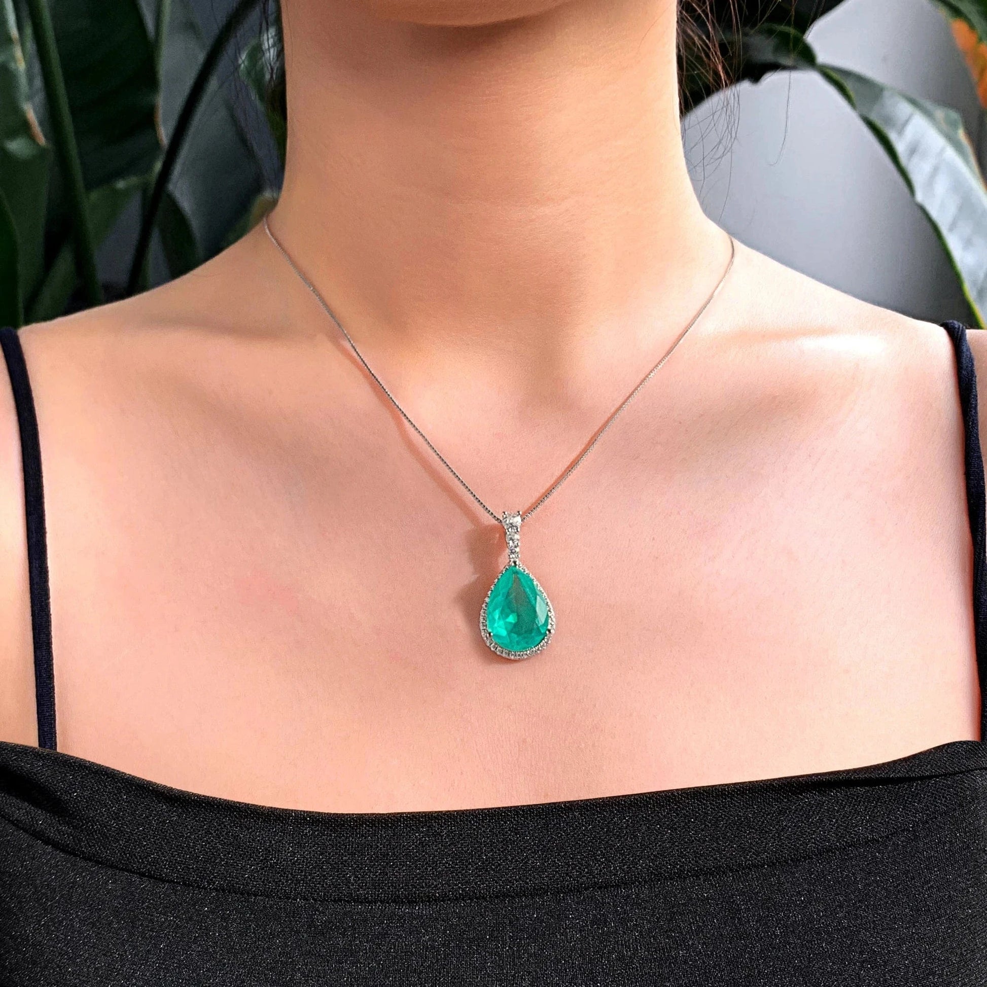 13*17mm pear doublet stone jewellery fusion stone jewelry silver designer minimalist necklace for women