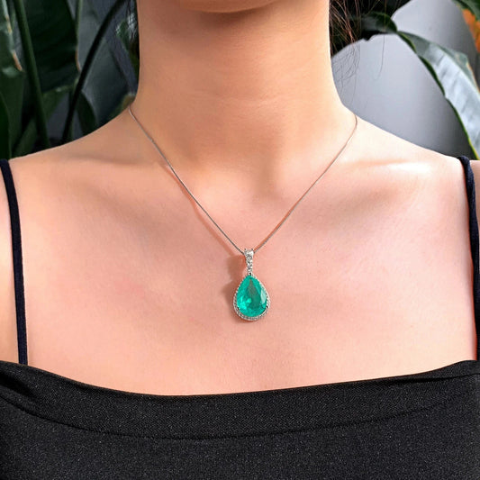 13*17mm pear doublet stone jewellery fusion stone jewelry silver designer minimalist necklace for women