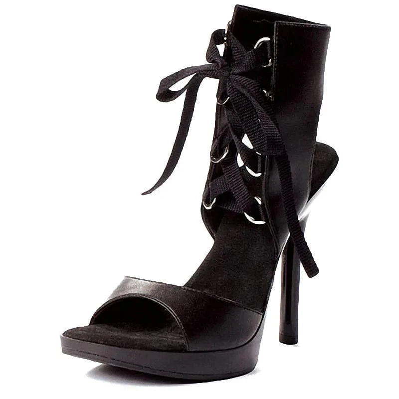13 cm black silk lace up thin heel pole dance high heels Club anti slip strip dance fashion leaky toe sandals