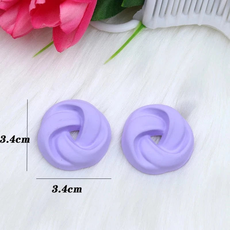 13 Macaroon Colors Korean Acrylic Round Twist Hoop Earrings for Women Matte Geometric Circle Stud Earrings Statement Jewelry