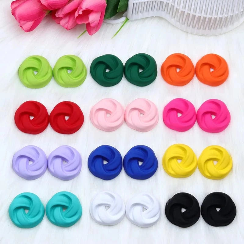 13 Macaroon Colors Korean Acrylic Round Twist Hoop Earrings for Women Matte Geometric Circle Stud Earrings Statement Jewelry