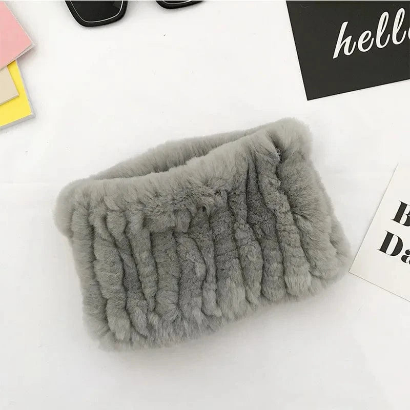 13 Winter Knit Rex Rabbit Fur Headbands High Elastic Knitted Neck Warmer Scarves for Women
