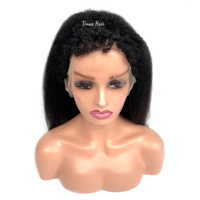 130% NC 13*4 lace wig / 16 Inches VMAE Unprocessed Virgin Raw 150% Wholesale Coarse Kinky Straight Frontal Wigs With Baby Hair Human Hair Lace Front Wig