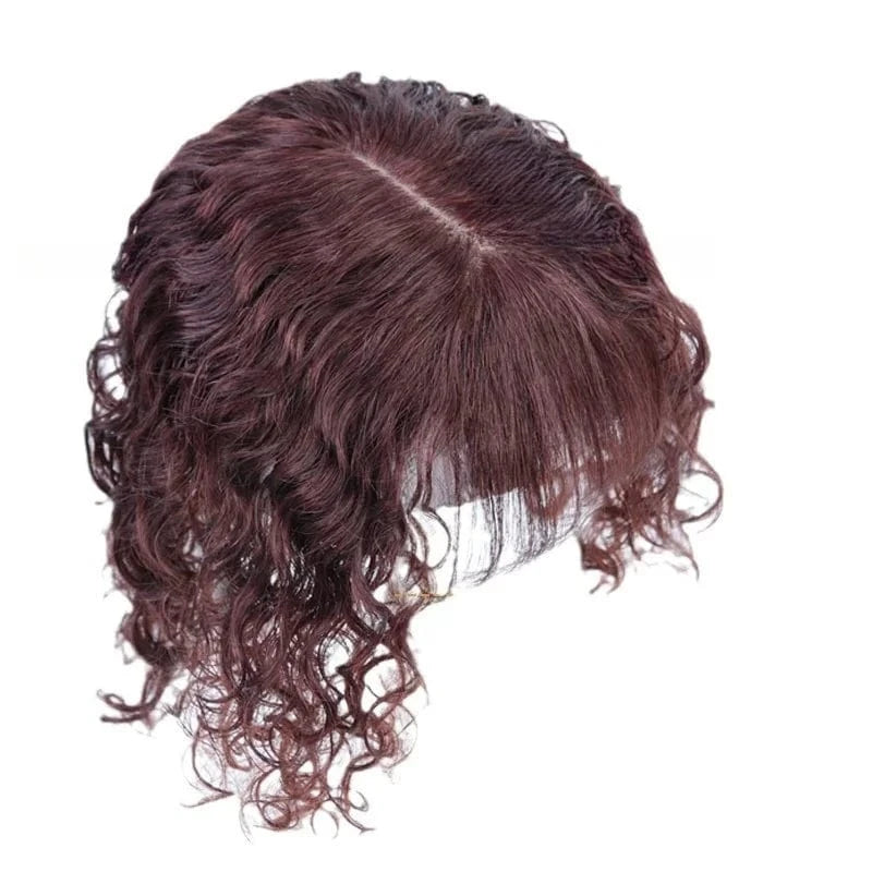 13x14cm Cover White Hair Curly Hair Silk Base Real Human India Hair Topper for Women 150% Density 8 inch 10 inch 14 inch