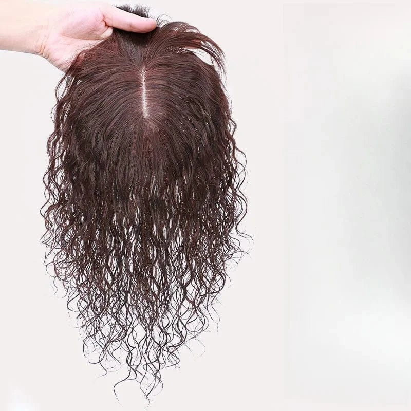 13x14cm Cover White Hair Curly Hair Silk Base Real Human India Hair Topper for Women 150% Density 8 inch 10 inch 14 inch