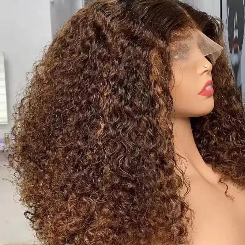 13x4 Full Frontal Wigs Human Hair 180% Density Virgin Raw Hair Glueless Curly Lace Front Wigs Pre Plucked Natural Hairline