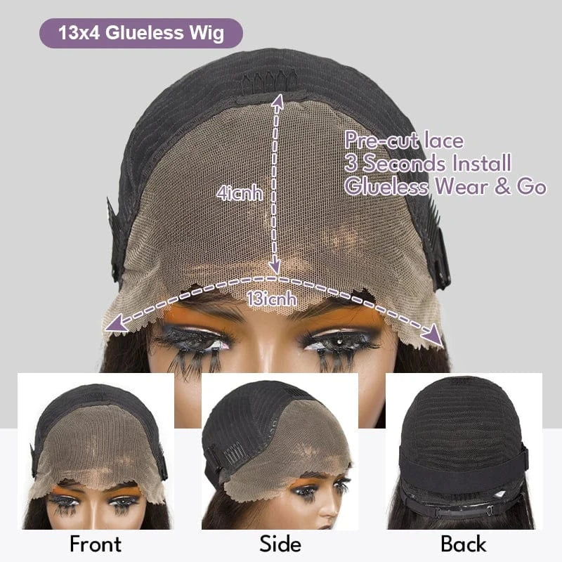 13x4 Glueless Wig / 180 Density / United States|16inches Pre Cut No Glue Water Wave 13x4 Bob Wigs Curly 7x5 Glueless Wig Human Hair Ready To Go Lace Frontal Wigs For Women Pre Plucked
