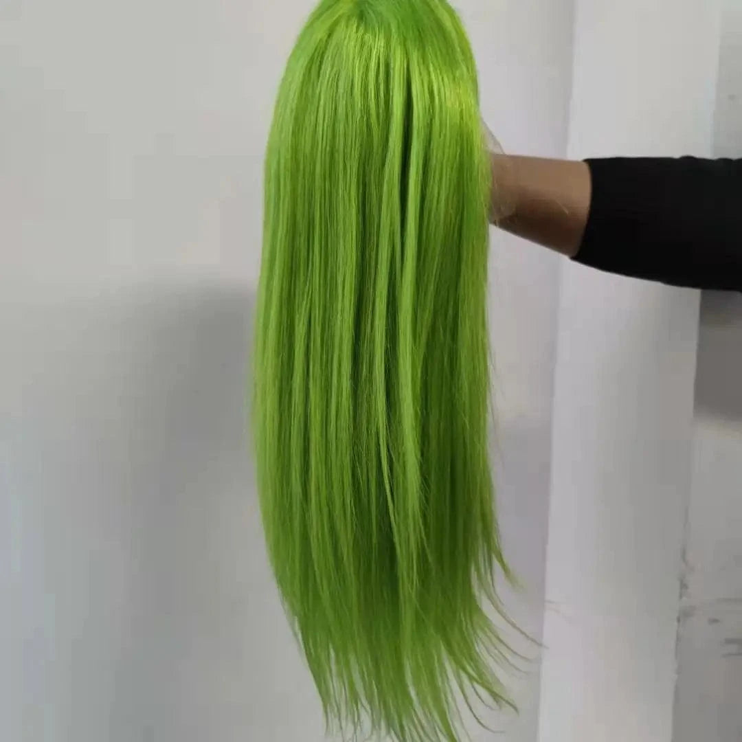 13x4 lace wig / 12 Inches Colored Hd Transparent 99j red green pink Orange Virgin Pre Plucked Human Straight Full Lace Wig Extension For Black Women