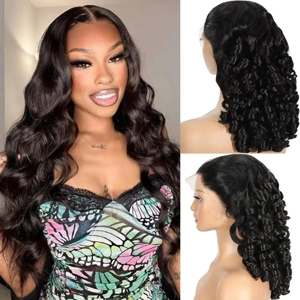 13x4 Loose Body Wavve Lace Frontal Wigs Human Hair Pre Plucked With Baby Hair Bouncy Curly Wigs For Women