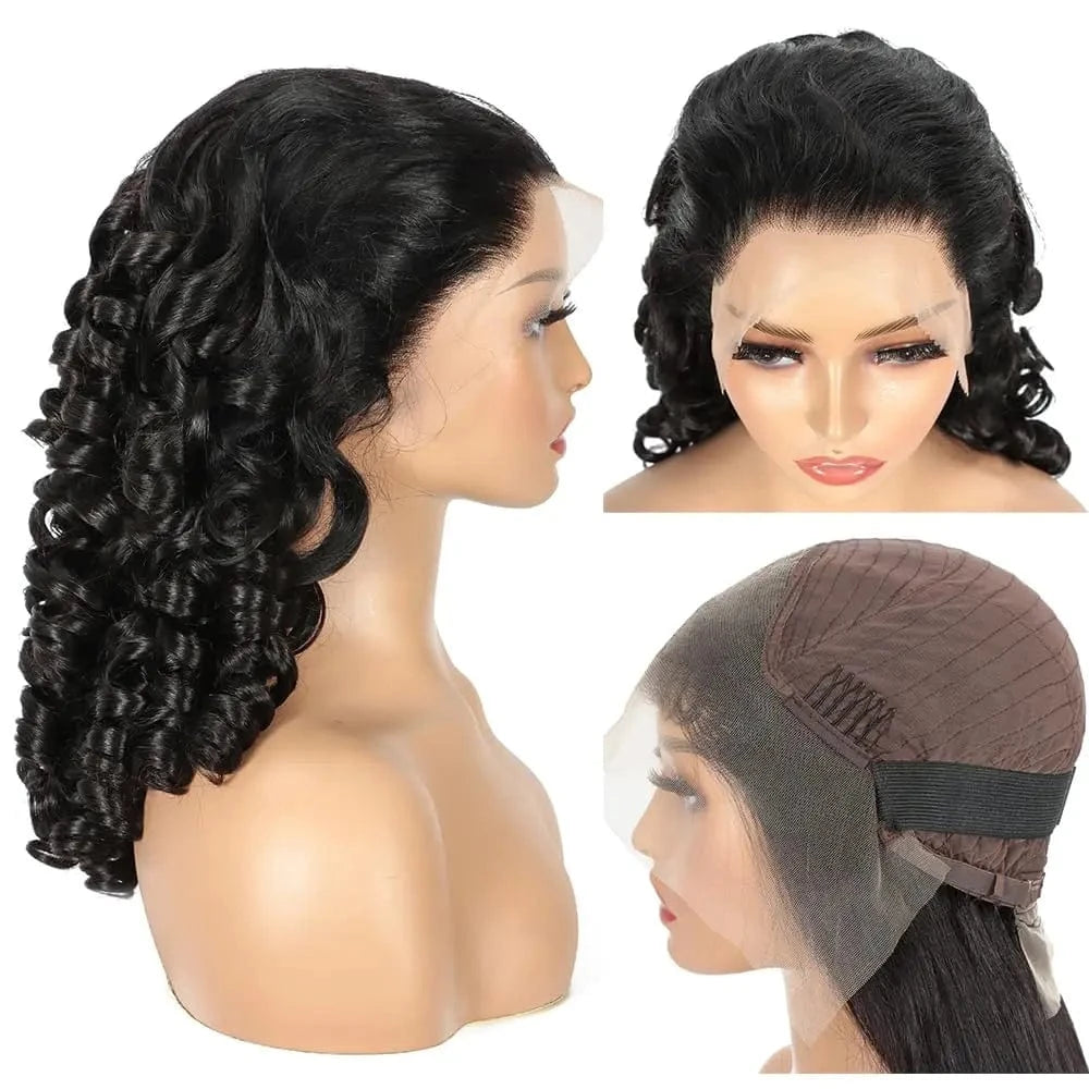 13x4 Loose Body Wavve Lace Frontal Wigs Human Hair Pre Plucked With Baby Hair Bouncy Curly Wigs For Women