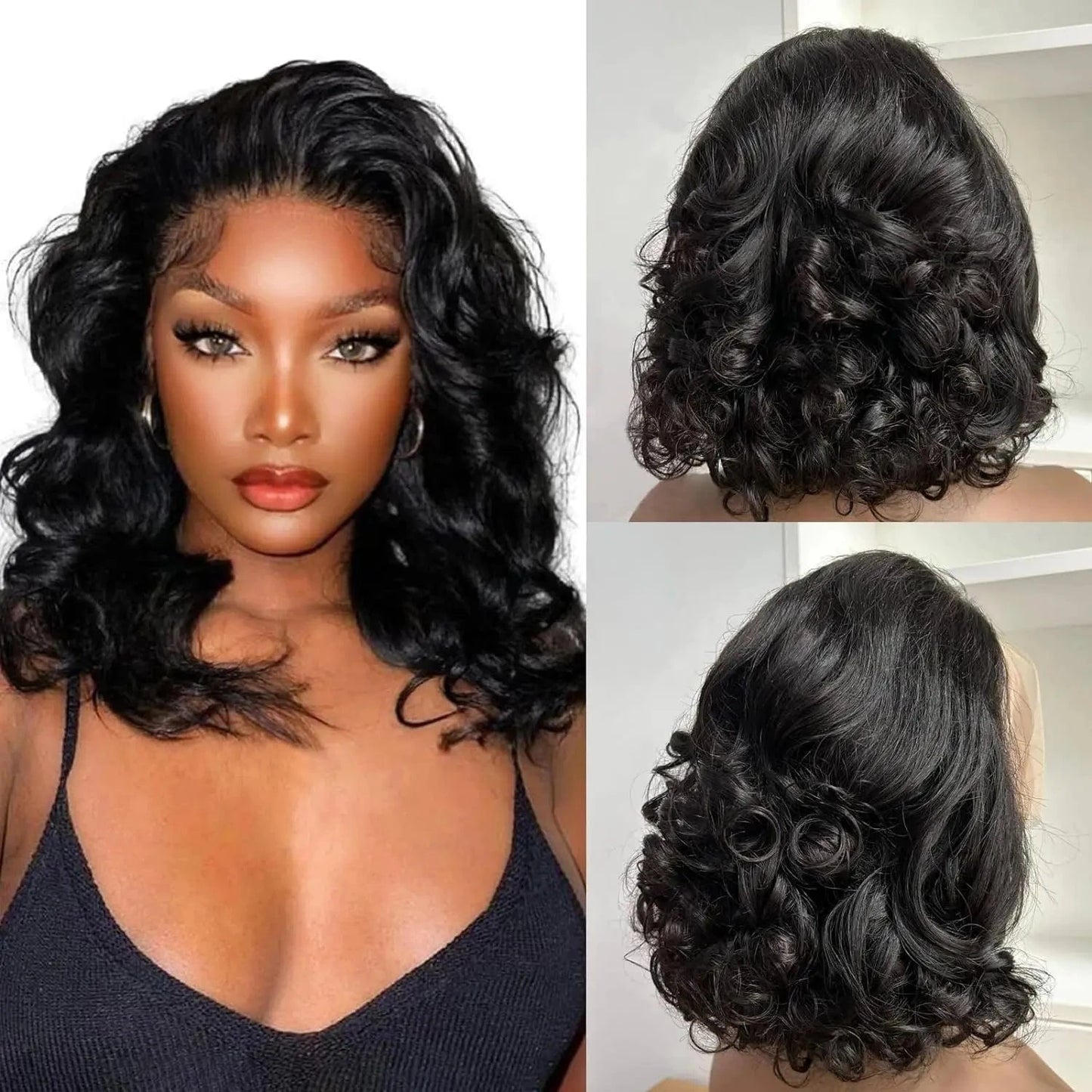 13x4 Loose Body Wavve Lace Frontal Wigs Human Hair Pre Plucked With Baby Hair Bouncy Curly Wigs For Women