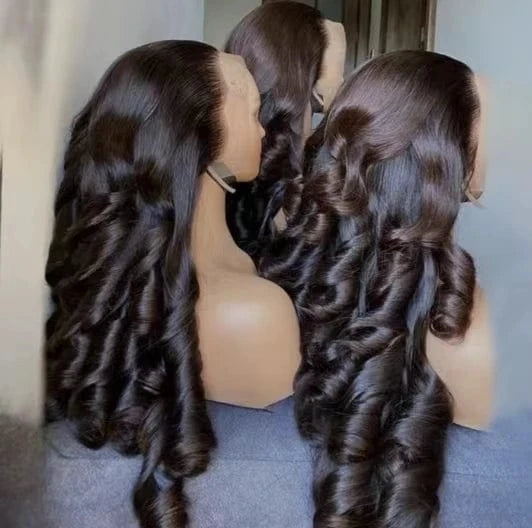 13x4 Loose Body Wavve Lace Frontal Wigs Human Hair Pre Plucked With Baby Hair Bouncy Curly Wigs For Women