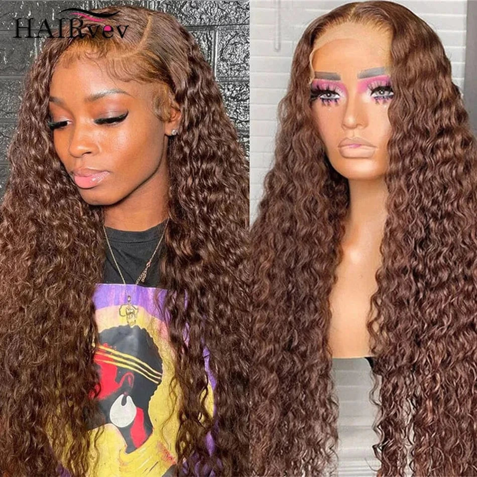 13x6 HD Frontal Wig / United States / 20inches|180% Deep Wave Frontal Wig 13x6 Hd Lace 30 Inch Chocolate Brown 13x4 Curly Lace Front Human Hair Water Wave Brazilian Wigs For Women